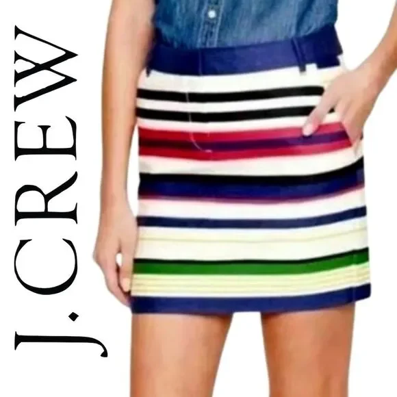 J. Crew Striped Mini Skirt Size 4 NWOT - Picture 1 of 5